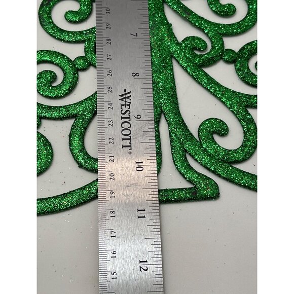 Set Of 2 Glittery Christmas Tree Ornaments - Red & Green - By Christmas House - Picture 5 of 6